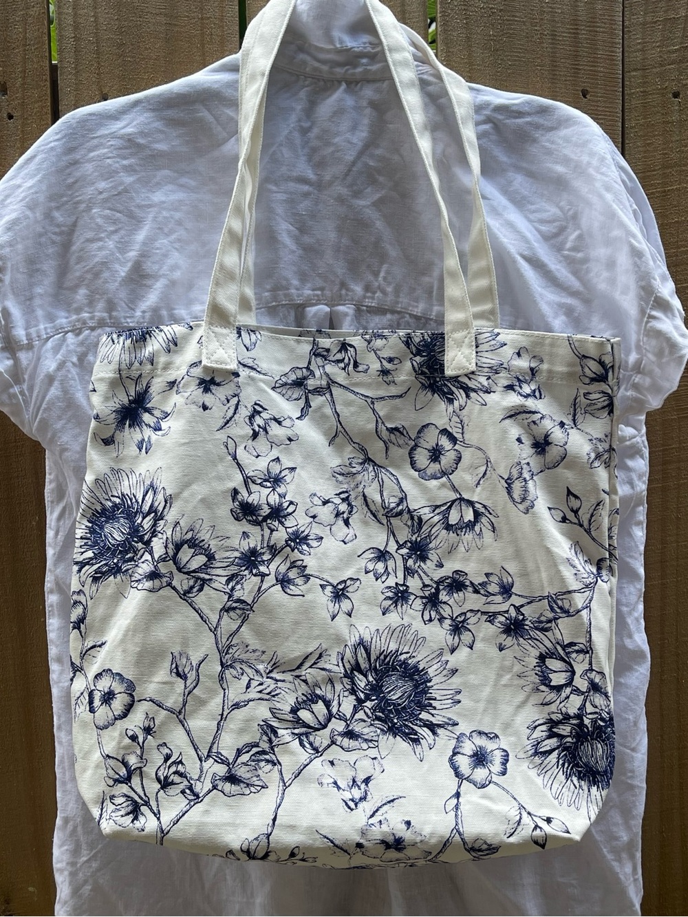 Chico's Floral Canvas Tote Bag